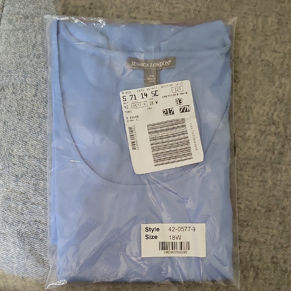 Jessica London Light Blue Tunic Tank Top Size 18W NWT
